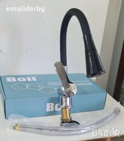 СУПЕР ПРОМОЦИЯ!!! Смесител Едноръкохватков Стоящ с Черна Гъвкава Лебедка., снимка 6 - Мивки - 51374422