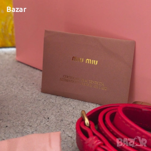 Miu Miu Дамска Чанта Оригинална Кожена Изработка Верифицирана с Чип, снимка 4 - Чанти - 53600560