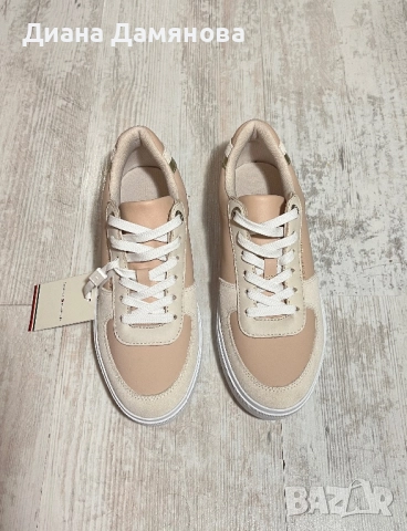 TOMMY HILFIGER LEATHER COURT SNEAKER ROSE