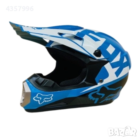 Крос каска за Мотор, Вело, АТВ-размер S и M, Син-червен с бял, снимка 4 - Аксесоари и консумативи - 52828661