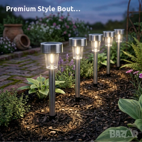 Комплект от 5 броя Led соларни лампи - автоматично включване без разход за електроенергия, снимка 4 - Друга електроника - 54030078