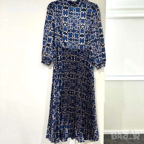 Плисирана сатенена рокля размер 38/М, снимка 6 - Рокли - 53857345