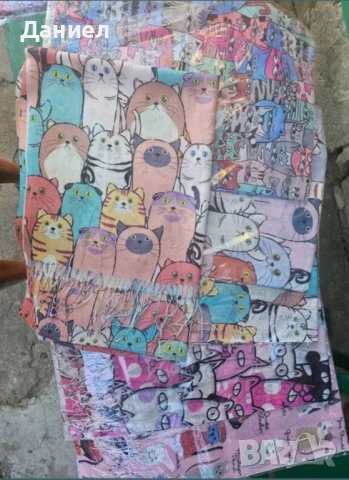 Шал памук и кашмир с котки