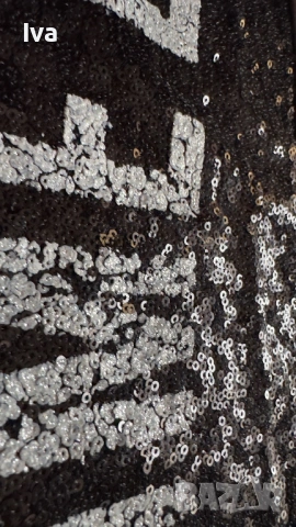 Черна рокля с пайети и надпис – елегантен модел, снимка 3 - Рокли - 54023957