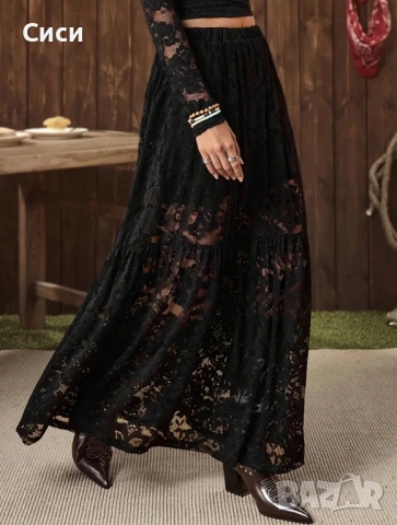 Черна дантелена пола