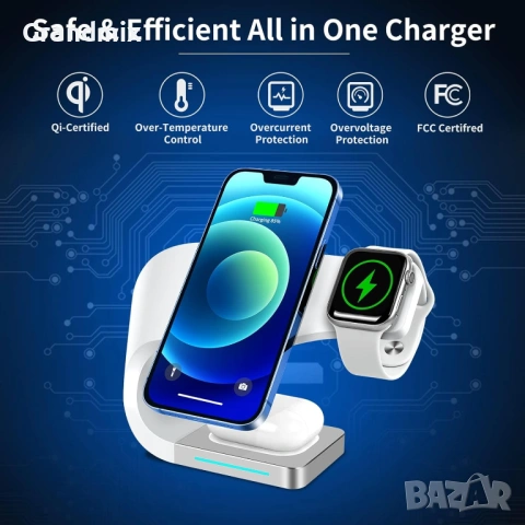 3 в 1 стойка за безжично зареждане Y36 за iPhone, Apple Watch, Airpods