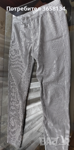 Черно-бял дамски памучен панталон, снимка 2 - Панталони - 45073501