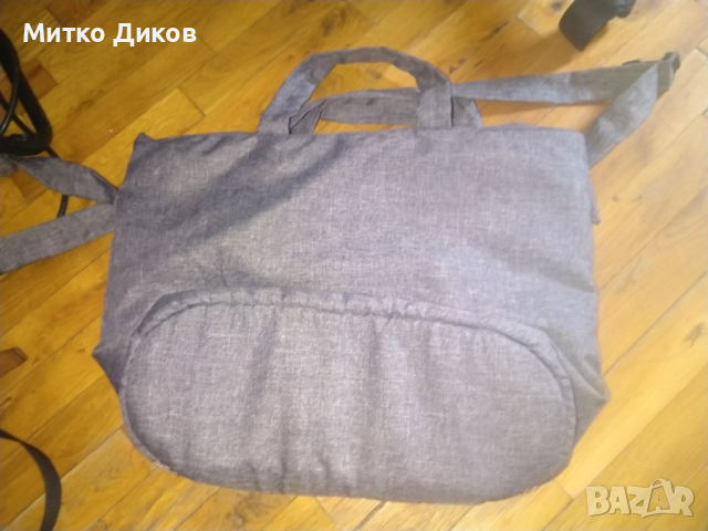 Сива маркова чанта Лорелли за през рамо промазан плат нова 43х32х15см, снимка 4 - Чанти - 44943510