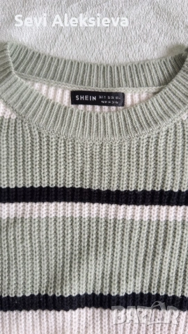 Дамски плетен пуловер с райе – размер S ( без етикет), снимка 2 - Блузи с дълъг ръкав и пуловери - 53174595