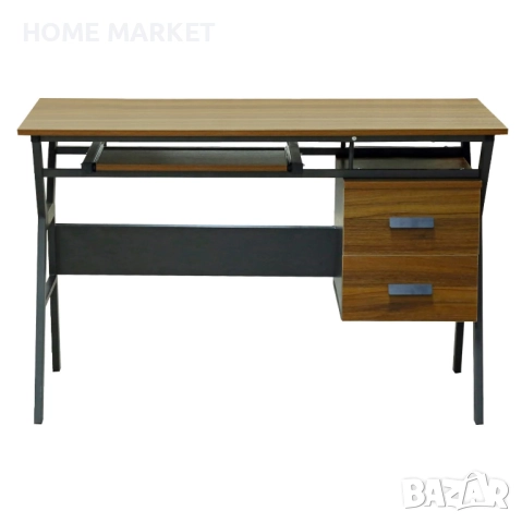 Бюро Хоуми - цвят орех-сив  Общи размери:120х60х76 см. , снимка 2 - Бюра - 52949516