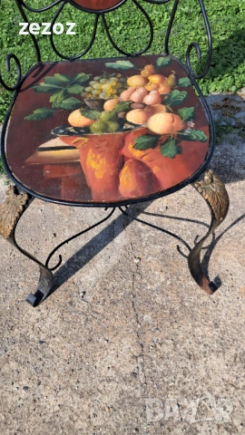 Стол винтидж- метал и дърво, снимка 4 - Столове - 53562111