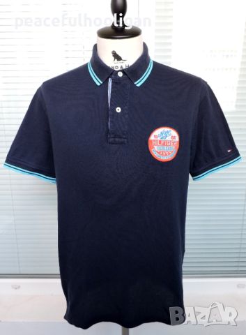Tommy Hilfiger 1985 Men`s Vintage Short Sleeve Blue Casual Polo T-Shirt Size L -мъжка тениска, снимка 1 - Тениски - 46295795