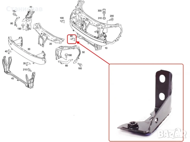 Щипка за захващане на фар Mercedes S-Class W221, снимка 4 - Части - 50645338