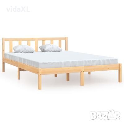 vidaXL Рамка за легло, масивно дърво бор, 120x190 см, Small Double(SKU:810400
