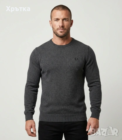 Fred Perry Crew Neck Sweater - Оригинален мъжки пуловер размер L