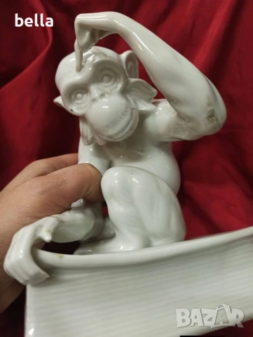 Изключително рядка порцеланова голяма пластика известна като маймуната на Дарвин, снимка 6 - Антикварни и старинни предмети - 54207020