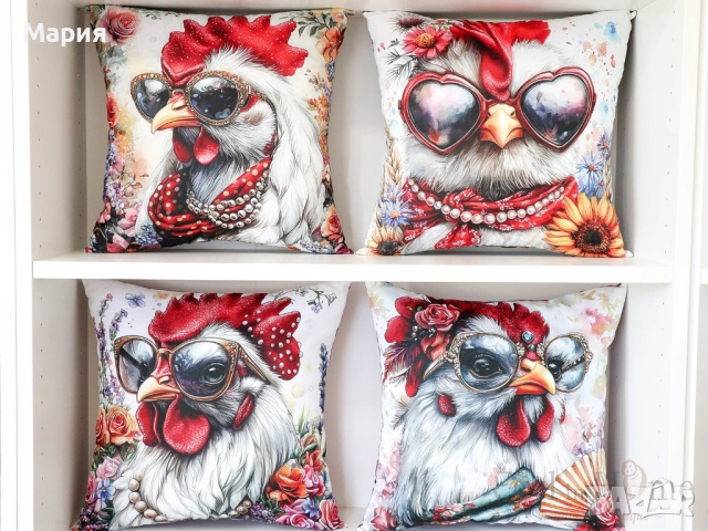 Възглавница с уникален принт на кокошка