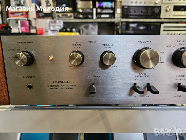 Рядък модел, страхотен ретро винтидж усилвател Pioneer SA-500A В отлично техническо и визуално състо, снимка 4 - Ресийвъри, усилватели, смесителни пултове - 52559517