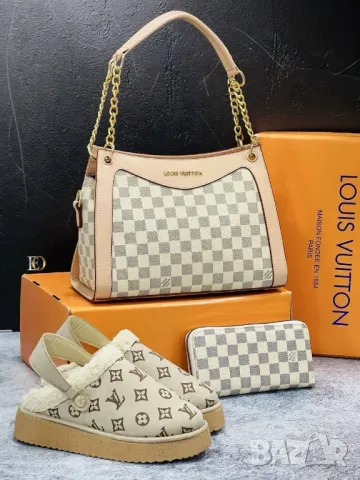 дамски комплект пантофи, чанта и портмоне louis vuitton , снимка 9 - Чанти - 48283524