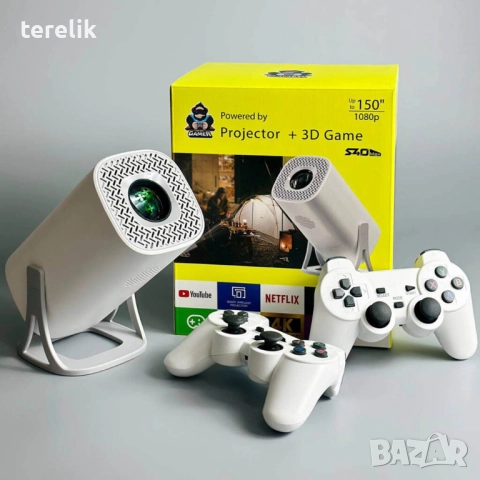 % Нов S40Max 450 Смарт проектор и игрова конзола с 35 000 вградени игри 4K, Android 11, снимка 2 - Плейъри, домашно кино, прожектори - 52379644