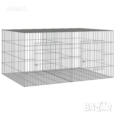 vidaXL Клетка за зайци, 2 панела, 110x79x54 см, поцинковано желязо（SKU:171568）, снимка 2 - Други стоки за животни - 48672511