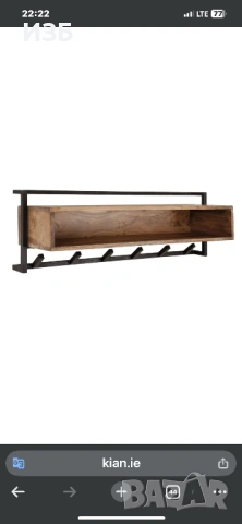 Закачалка от акациево дърво за палта ZI с 6 куки, отворено отделение, снимка 2 - Закачалки - 53528232