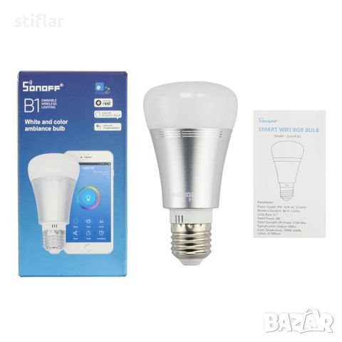 Димируема LED крушка с бяла и цветна светлина SONOFF B1, E27