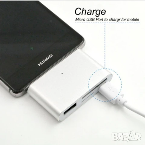 Мултифункционален адаптер и кардрийдър с фукнция за зареждане на телефони CA94