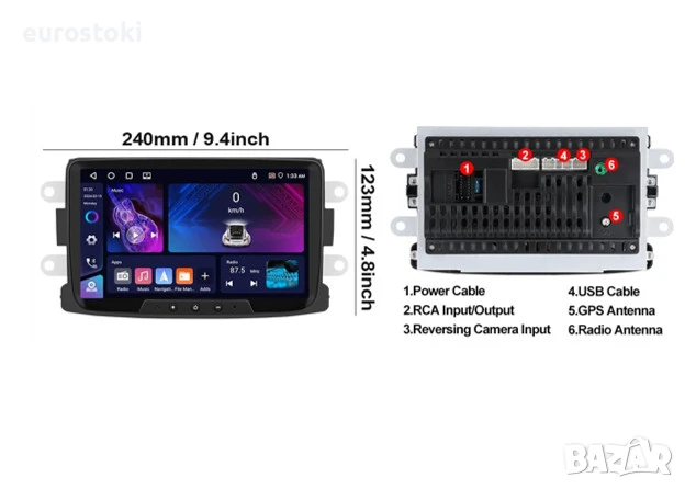 CAMECHO мултимедия за Renault Dacia Logan Duster Sandero, 4+64G, Android 13, 2DIN, Carplay/Android , снимка 7 - Аксесоари и консумативи - 50979405