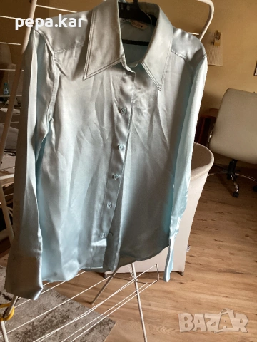 ZARA Сатенена риза S  разчер,млечно  небесно синьо, снимка 3 - Ризи - 53580618