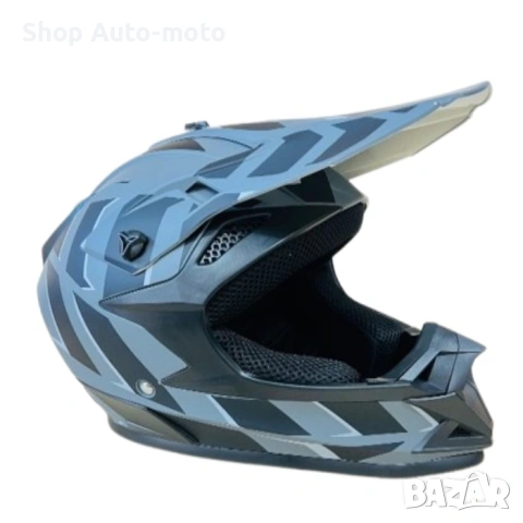 Кросова каска Automat, За мотор, Атв, Вело, S и M размер, Сив с черен, снимка 2 - Аксесоари и консумативи - 53444913