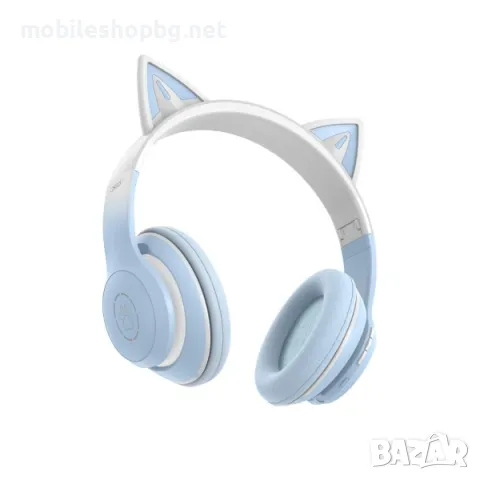 безжични слушалки сини с ушички , снимка 1 - Bluetooth слушалки - 48033482