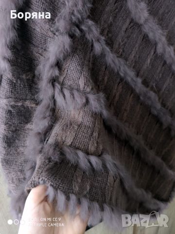 Пончо естествен косъм от заек, снимка 5 - Блузи с дълъг ръкав и пуловери - 45695245