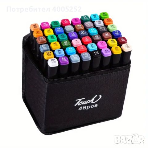 Комплект алкохолни маркери, Два накрайника, 48 броя, Многоцветни, снимка 2 - Други - 45836004