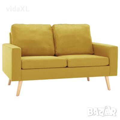 vidaXL 2-местен диван, жълт, текстил(SKU:288709