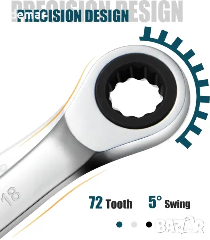SORAKO тресчотка 18 мм, комбиниран ключ с фиксирана глава, комбиниран ключ с тресчотка, снимка 3 - Ключове - 49904003