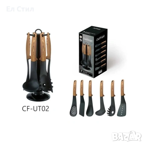 Комплект кухненски прибори 6 части с въртяща се стойка Cheffinger, снимка 7 - Прибори за хранене, готвене и сервиране - 53309528