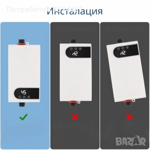 Проточен бойлер 3500W с дигитален дисплей – Моментална топла вода без чакане, снимка 4 - Бойлери - 52649142