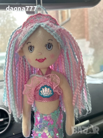 Розова русалка с пайети Германия/ за автомобил и други места, снимка 3 - Кукли - 52438297