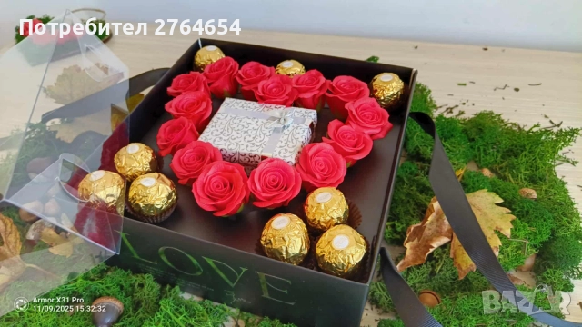 Подаръчна кутия със сапунени рози и бонбони, снимка 14 - Други - 52524787