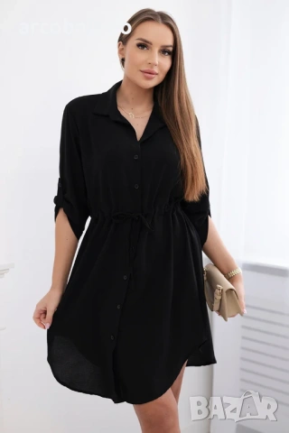 Дамска рокля с копчета и връзка на талията, 14цвята , снимка 12 - Рокли - 47244578