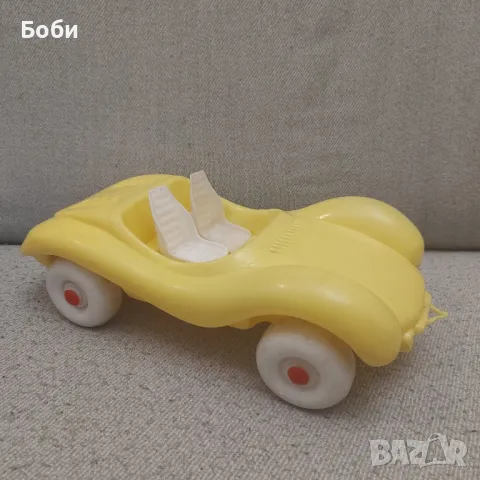 Стара Соц Българска Пластмасова Играчка Жълта Кола, снимка 2 - Колекции - 50064239