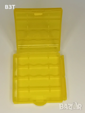 КУТИЯ ЗА СЪХРАНЕНИЕ НА 4 БРОЯ БАТЕРИИ AA/AAA ПЛАСТМАСОВА ПРОЗРАЧНА ЖЪЛТА, снимка 4 - Кутии за съхранение - 53292964