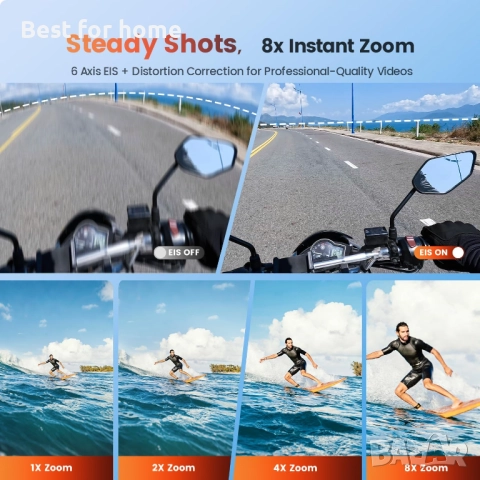 4K 60FPS 48MP WiFi екшън камера с тъчскрийн Go10, снимка 5 - Камери - 52901788