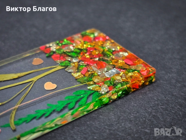 Книгоразделител от епоксидна смола с цветя, снимка 5 - Други - 52908793