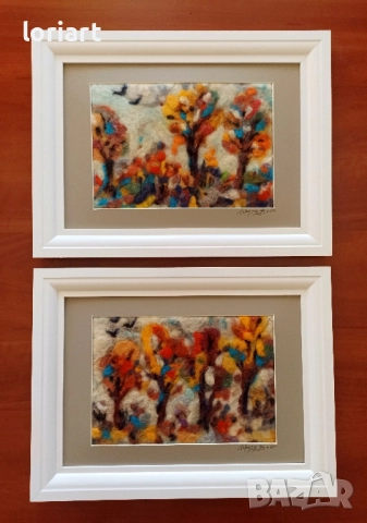 Златна есен/вълнена живопис/плъст, снимка 2 - Картини - 52228605