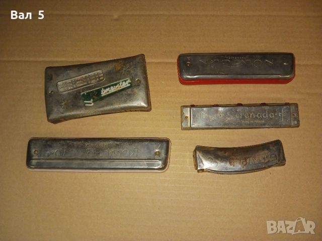 Стари устни хармоники - 5 броя , устна хармоника