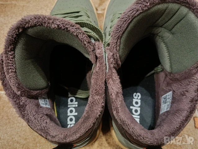 Почти нови топли оригинални мъжки зимни кецове Adidas 44 ти номер Зелени, Еко кожа, Полар, снимка 5 - Мъжки боти - 52805773