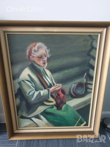 70x59см репродукция 1954г по Zorn 1901г/стара шведска картина масло върху фазер/женски портрет/рамка