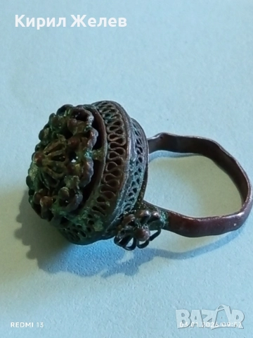 Възрожденски сребърен пръстен филигранна изработка с гранулация ювелирна изработка 24469, снимка 7 - Пръстени - 52960907